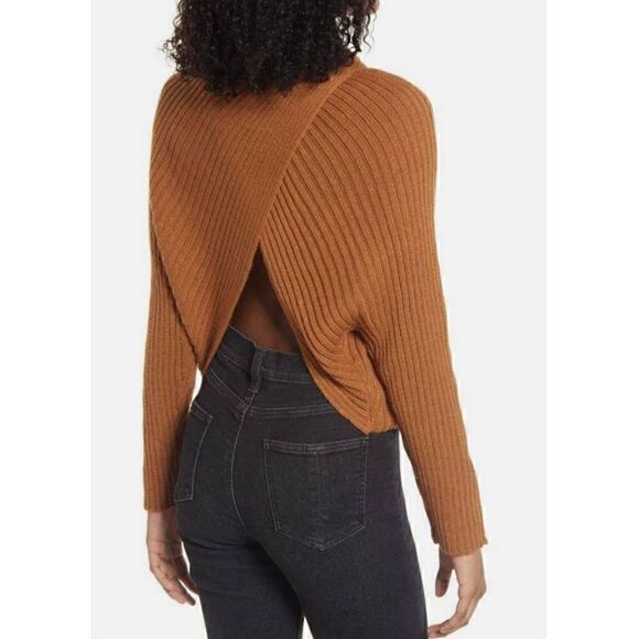 Ten Sixty Sherman Open Back Mock Neck Sweater in Tan Dale size Medium NWT - Picture 4 of 10
